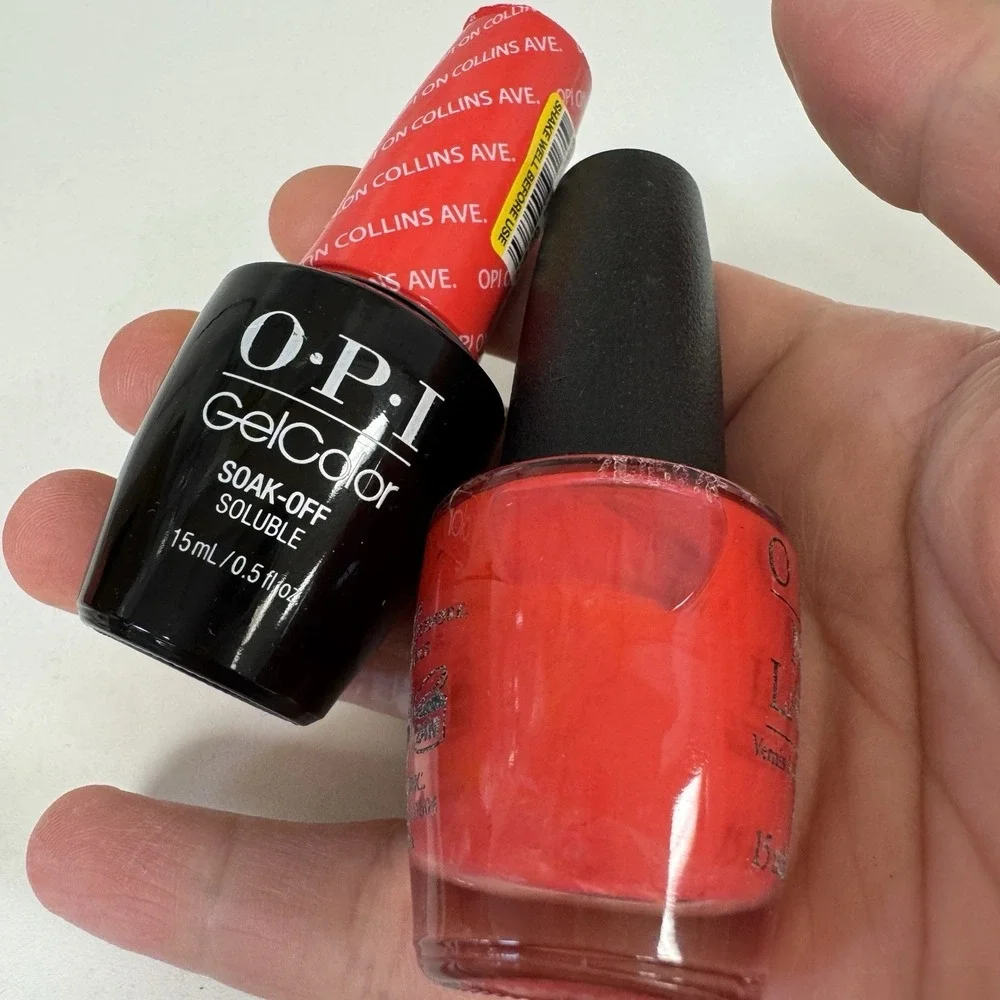 OPI Matching Duo - OPI On Collins Ave - B76 New. POPULAR, 0.5 oz Full Size